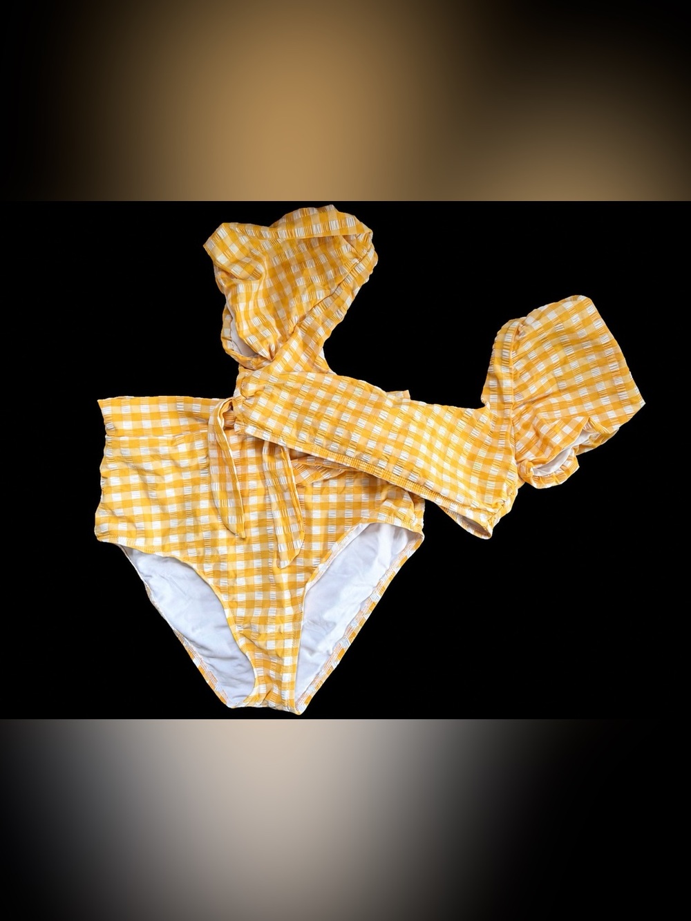 Gianni Bini Yellow and White Gingham Bikini Set